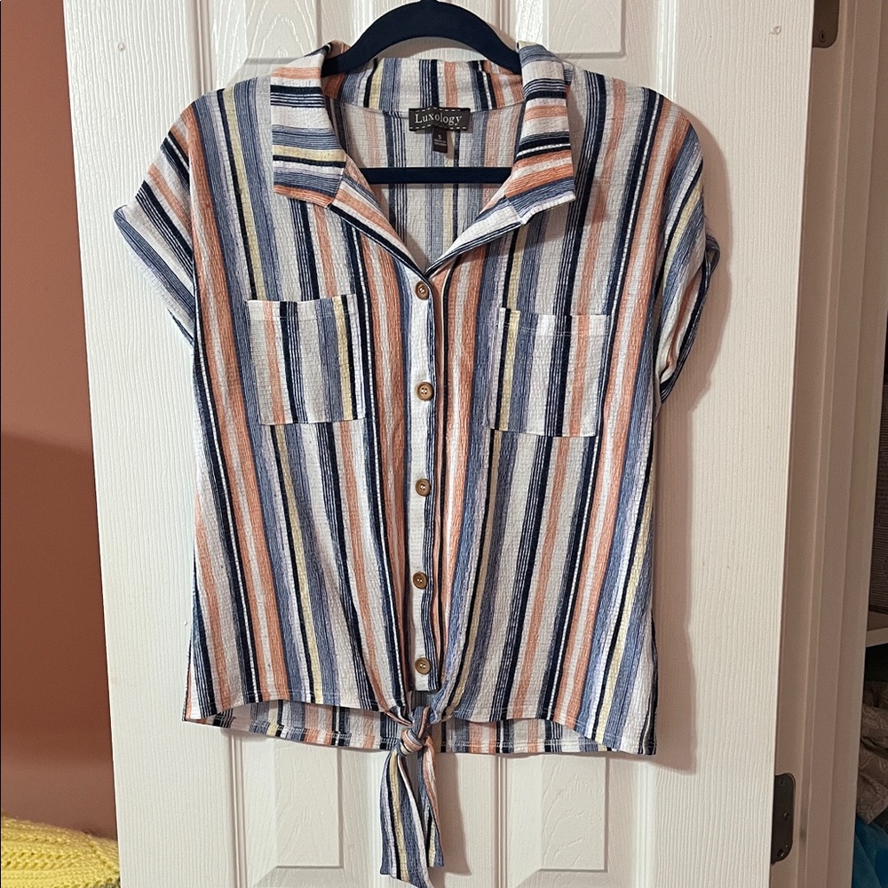 Luxology Multicolor Striped Button-Down Shirt